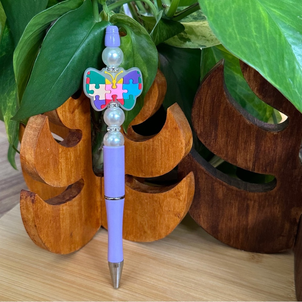 Autism Awareness Pen 🧩 Handmade Silicone Beads + Extra Ink Refill